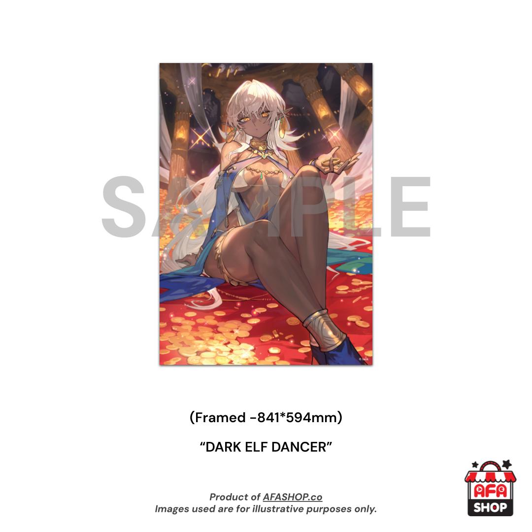 A1 Canvas Framed Print - Dark Elf Dancer (Art by lack)