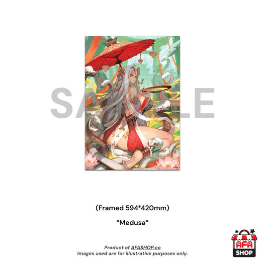 A2 Canvas Framed Print - Medusa (Art by lack)