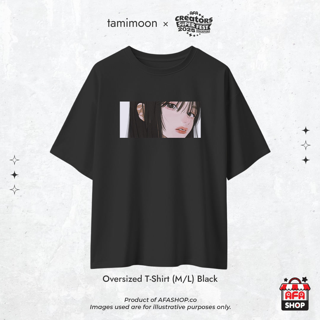 Black Oversized Fashion Tee (Art by tamimoon)