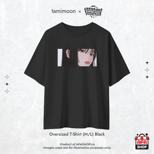 Black Oversized Fashion Tee (Art by tamimoon)