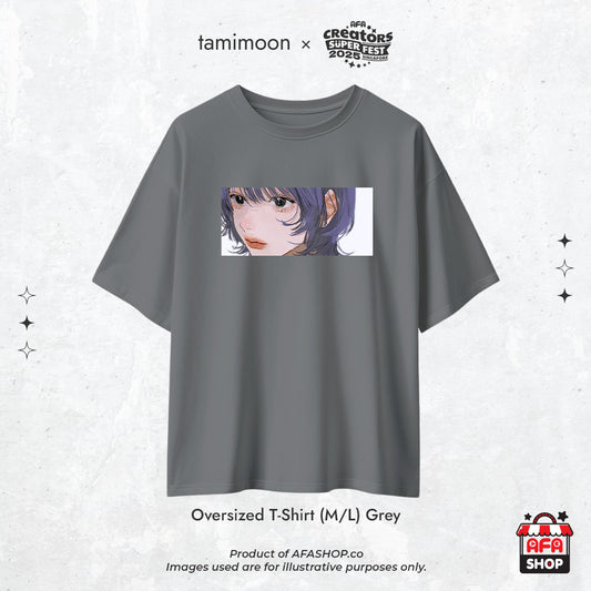 Grey Oversized Fashion Tee (Art by tamimoon)