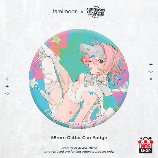 Glitter Can Badge - AFACSF25 (Art by tamimoon)