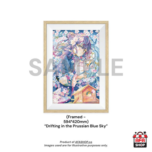 A2 Framed Print - "Drifting in the Prussian Blue Sky" Reproduction Artwork (Art by Yukoring)