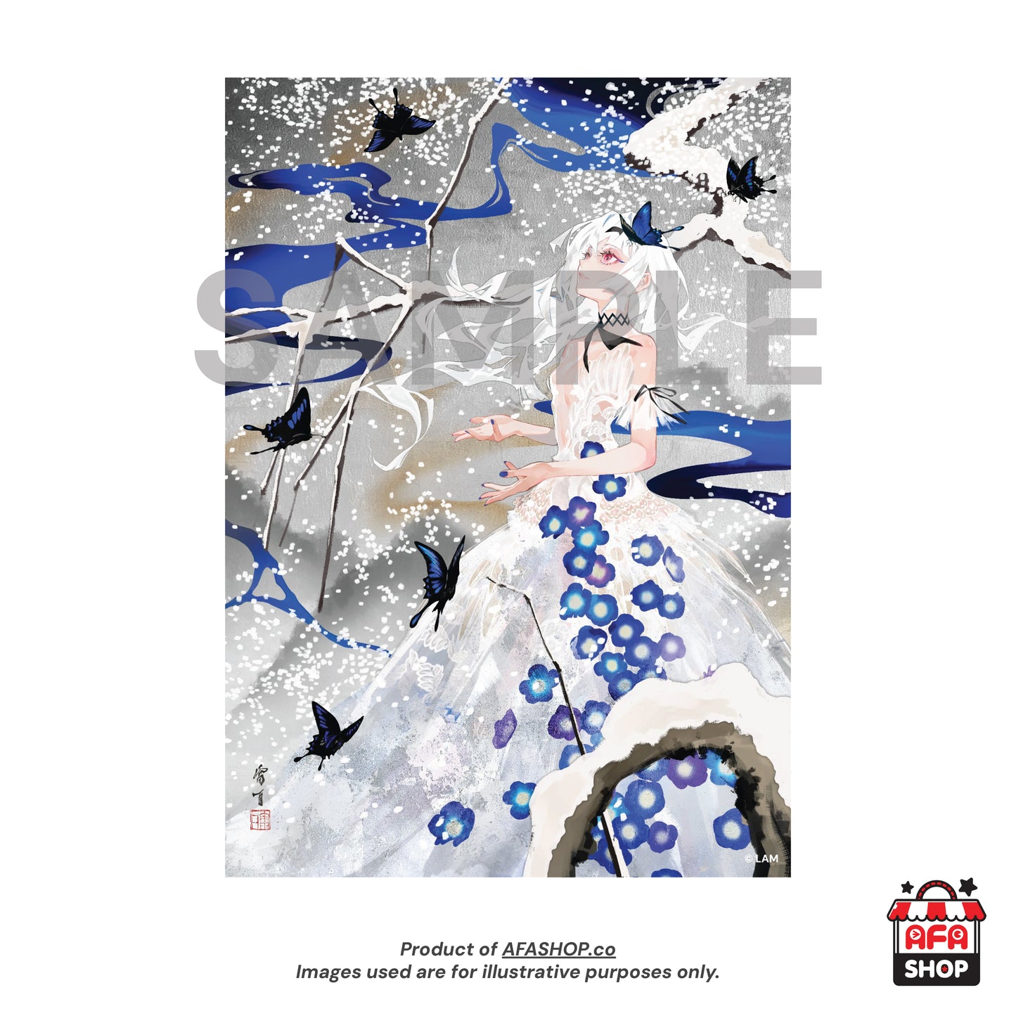 A2 Canvas Unframed Print - 瑠璃唐草 RURI KARAKUSA (Art by LAM)